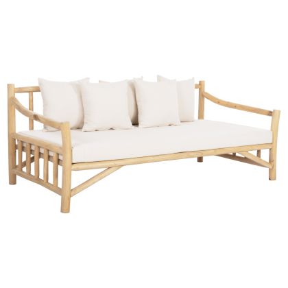 SOFA TORC HM9339 SOLID TEAK NATURAL-WHITE 200x100x80H