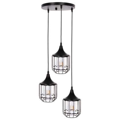 ЛАМПА 3-LIGHT ЧЕРЕН МЕТАЛ-СТЪКЛО Φ14x123Hcm.