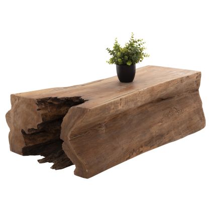 COFFEE TABLE TORANKU HM9796 SOLID TEAK TRUNK IN NATURAL