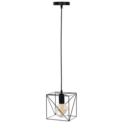 CEILING PENDANT LAMP HM4039 BLACK METAL CUBE 16x16x123Hcm.