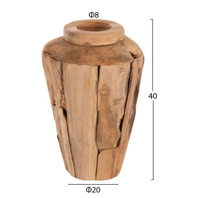 DECORATIVE VASE ZENIA HM7918 RECYCLED PIECES OF TEAK WOOD IN NATURAL COLOR Φ20x40Hcm.