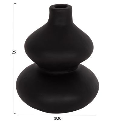 SET OF 2 TABLE DECORATIVE VASES CHELIN HM21144 TERRACOTTA IN BLACK & PURPLE