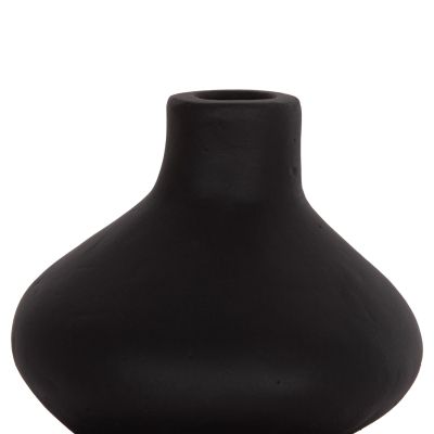 SET OF 2 TABLE DECORATIVE VASES CHELIN HM21144 TERRACOTTA IN BLACK & PURPLE