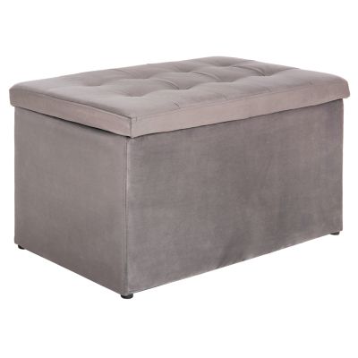 ТАБУРЕТКА С МЯСТО ЗА СЪХРАНЕНИЕ ПЪНК HM279.11 СИВО КАДИФЕ 90x50x50Hcm.