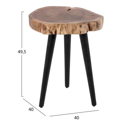 ACACIA TABLE HM8364.11 SOLID ACACIA WITH BLACK LEGS 40X40X49.5H CM