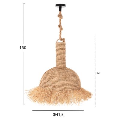 CEILING PENDANT LUMINAIRE SET HM11923 ROPE AND DRIED PALM LEAF FIBERS Φ41.5Χ150H cm.