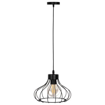 CEILING PENDANT LAMP ΗΜ4114 BLACK METAL SPHERICAL CAP Φ23x122Hcm.