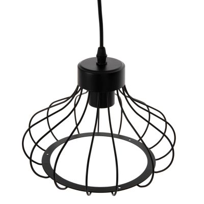 CEILING PENDANT LAMP ΗΜ4114 BLACK METAL SPHERICAL CAP Φ23x122Hcm.