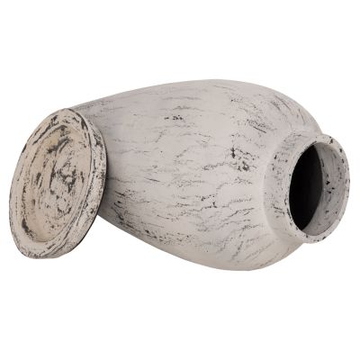 ДЕКОРАТИВНА ПОДОВА ВАЗА С ЧИНИЙКА-ОСНОВА ЛАВРОВО HM7938 ТЕРАКОТА В БЯЛА ПАТИНА Φ40x80Hcm.