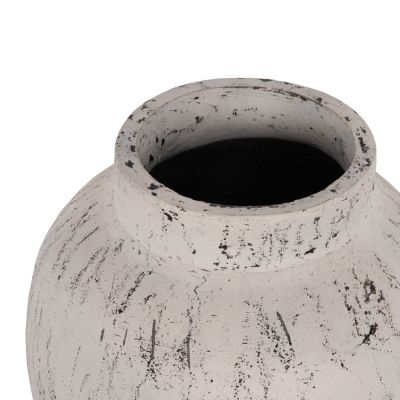 ДЕКОРАТИВНА ПОДОВА ВАЗА С ЧИНИЙКА-ОСНОВА ЛАВРОВО HM7938 ТЕРАКОТА В БЯЛА ПАТИНА Φ40x80Hcm.