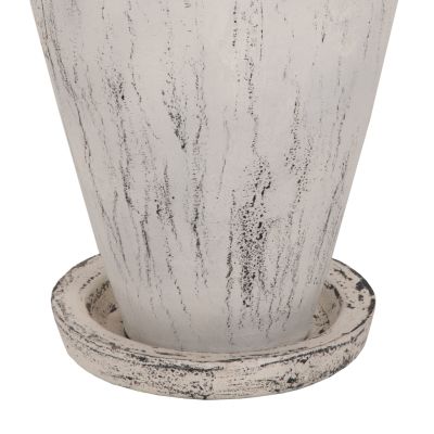 ДЕКОРАТИВНА ПОДОВА ВАЗА С ЧИНИЙКА-ОСНОВА ЛАВРОВО HM7938 ТЕРАКОТА В БЯЛА ПАТИНА Φ40x80Hcm.