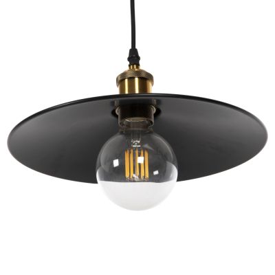 CEILING PENDANT LAMP HM4162 BLACK METAL-GOLD DETAIL ON TOP Φ30x109Hcm.