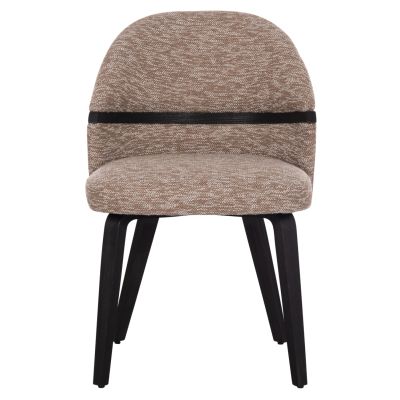 DINING CHAIR DEKKER HM18249.03 PLYWOOD IN BLACK--FABRIC IN BROWN 50x60x80Hcm.