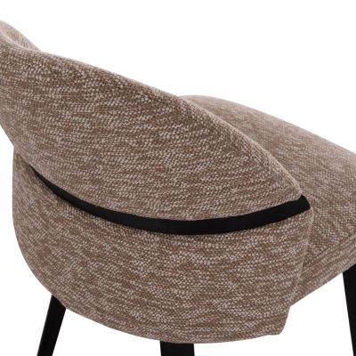 DINING CHAIR DEKKER HM18249.03 PLYWOOD IN BLACK--FABRIC IN BROWN 50x60x80Hcm.