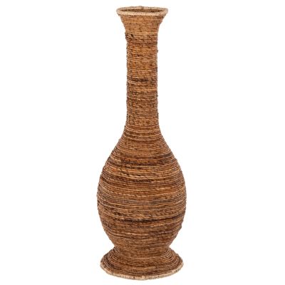 DECORATIVE FLOOR VASE HM7865 BANANA FIBER RUSH-MAT IN BROWN COLOR Φ35x104Hcm.