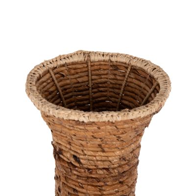 DECORATIVE FLOOR VASE HM7865 BANANA FIBER RUSH-MAT IN BROWN COLOR Φ35x104Hcm.