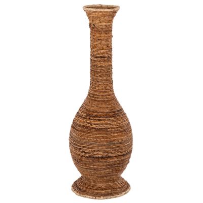 DECORATIVE FLOOR VASE HM7865 BANANA FIBER RUSH-MAT IN BROWN COLOR Φ35x104Hcm.