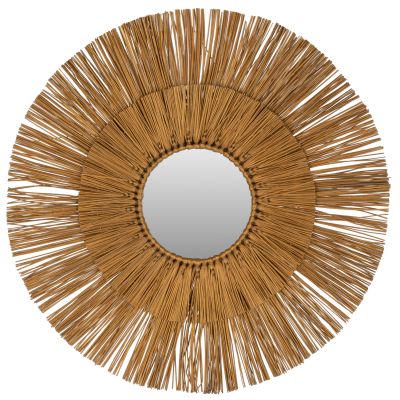 WALL MIRROR ROUND WITH MENDONG GRASS FRAME IN GOLD COLOR Φ65cm.HM7801