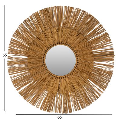 WALL MIRROR ROUND WITH MENDONG GRASS FRAME IN GOLD COLOR Φ65cm.HM7801