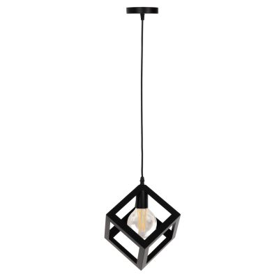 CEILING PENDANT LAMP HM4192 BLACK METAL CUBE 16x16x132Hcm.