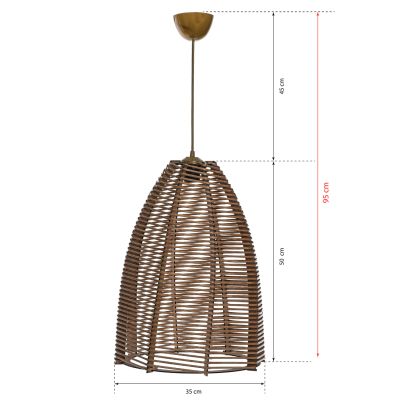 CEILING PENDANT HM7670.01, WOOD&BAMBOO, WALNUT, Φ35x95H