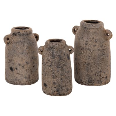 DECOR VASES 3PCS HM7710.11 ANTIQUE GREY TERRACOTTA