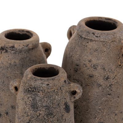 DECOR VASES 3PCS HM7710.11 ANTIQUE GREY TERRACOTTA