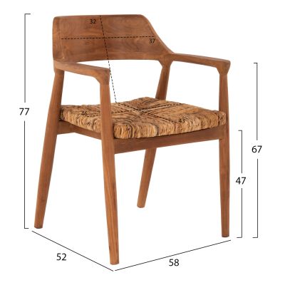 ARMCHAIR HM9401.01 SOLID TEAK NATURAL 58x52x77H cm.