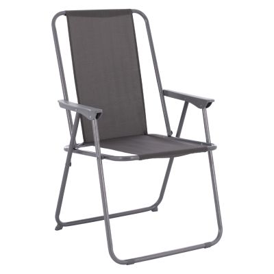 BEACH CHAIR HM5148.01, GREY FABRIC, METAL FRAME, HIGH BACK