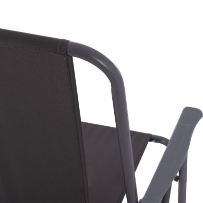 BEACH CHAIR HM5148.01, GREY FABRIC, METAL FRAME, HIGH BACK