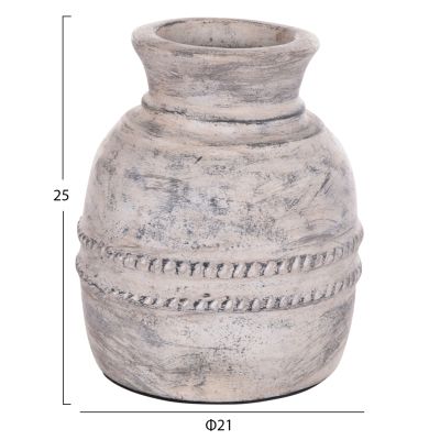 DECORATIVE TABLE VASE VERMO HM4393 TERRACOTTA IN LIGHT GREY Φ21x25Hcm.