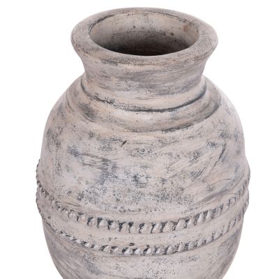DECORATIVE TABLE VASE VERMO HM4393 TERRACOTTA IN LIGHT GREY Φ21x25Hcm.