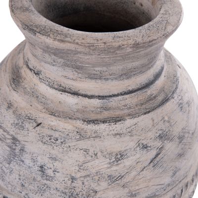 DECORATIVE TABLE VASE VERMO HM4393 TERRACOTTA IN LIGHT GREY Φ21x25Hcm.