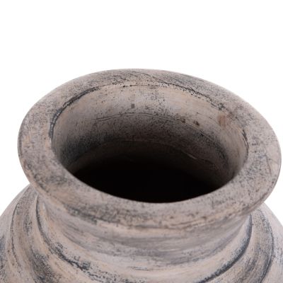 DECORATIVE TABLE VASE VERMO HM4393 TERRACOTTA IN LIGHT GREY Φ21x25Hcm.