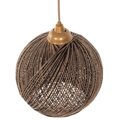 CEILING PENDANT LAMP INDOORS FB97645.01, GOLD BLACK KNITTED ROPE, D24x69 cm.