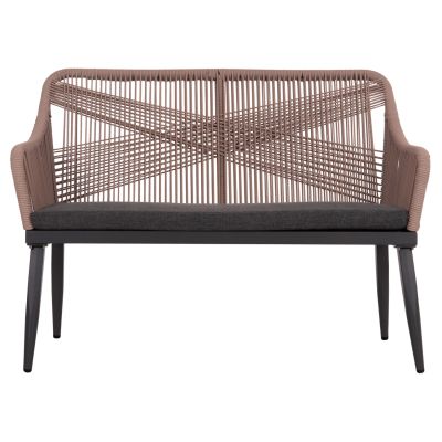 OUTDOOR SOFA 2-SEATER MYRTIA HM5550.12 ALUMINUM IN ANTHRACITE--TESLIN ROPE IN BEIGE 123x61x90Hcm.