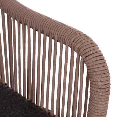 OUTDOOR SOFA 2-SEATER MYRTIA HM5550.12 ALUMINUM IN ANTHRACITE--TESLIN ROPE IN BEIGE 123x61x90Hcm.