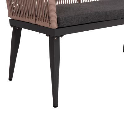 OUTDOOR SOFA 2-SEATER MYRTIA HM5550.12 ALUMINUM IN ANTHRACITE--TESLIN ROPE IN BEIGE 123x61x90Hcm.