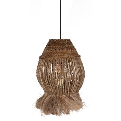CEILING PENDANT ABACA FIBERS IN NATURAL 30x30x45-80Hcm.HM7772
