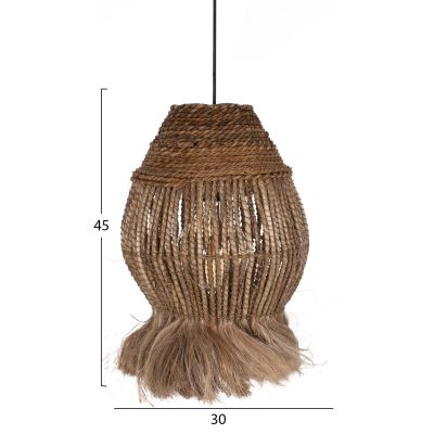 CEILING PENDANT ABACA FIBERS IN NATURAL 30x30x45-80Hcm.HM7772