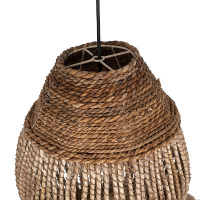 CEILING PENDANT ABACA FIBERS IN NATURAL 30x30x45-80Hcm.HM7772