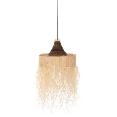 CEILING PENDANT LAMP WITH FRINGES HM7854 DRIED PALM FIBERS Φ51x37Hcm.