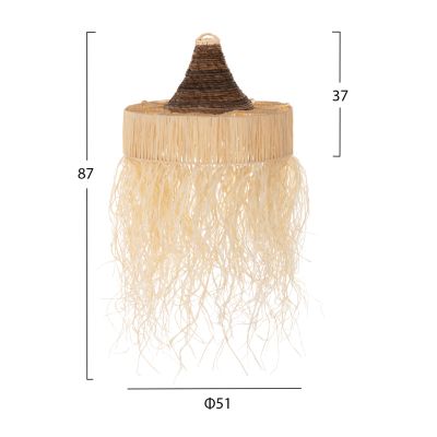 CEILING PENDANT LAMP WITH FRINGES HM7854 DRIED PALM FIBERS Φ51x37Hcm.