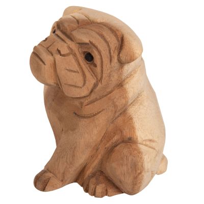 FLOOR DECORATION DOZER HM7923 BULLDOG SUAR WOOD IN NATURAL COLOR 9x8x12Ηcm.