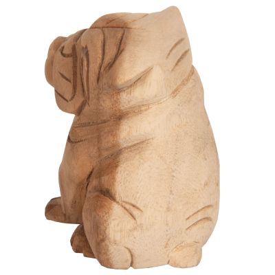 FLOOR DECORATION DOZER HM7923 BULLDOG SUAR WOOD IN NATURAL COLOR 9x8x12Ηcm.