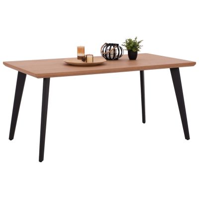 DINING TABLE VALEN HM9301.01 MDF TOP OAK WOOD VENEER RUSTIC STYLE 40MM THICK 160x90x75Hcm.