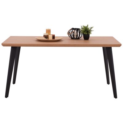 DINING TABLE VALEN HM9301.01 MDF TOP OAK WOOD VENEER RUSTIC STYLE 40MM THICK 160x90x75Hcm.