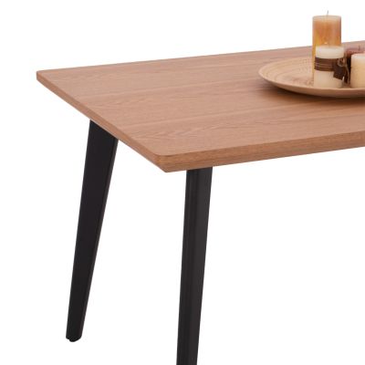 DINING TABLE VALEN HM9301.01 MDF TOP OAK WOOD VENEER RUSTIC STYLE 40MM THICK 160x90x75Hcm.