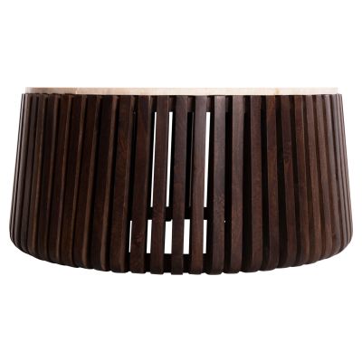 ХОЛНА МАСА KREST HM9711 АКАЦИЕВО ДЪРВО В СВЕТЛО КАФЯВО-БЯЛ ТРАВЕРТИН Φ90x40Hсм.