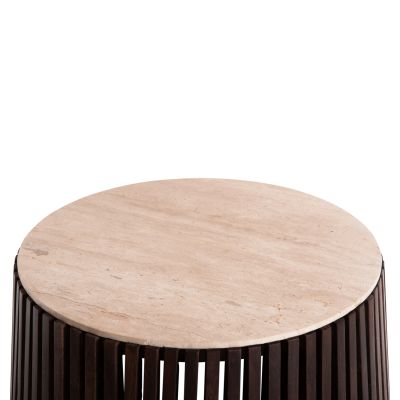 ХОЛНА МАСА KREST HM9711 АКАЦИЕВО ДЪРВО В СВЕТЛО КАФЯВО-БЯЛ ТРАВЕРТИН Φ90x40Hсм.